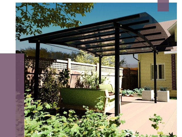 Навесы для террасы в Северодвинске от 12904 руб. под ключ | ПРОЛЁТ-Свр