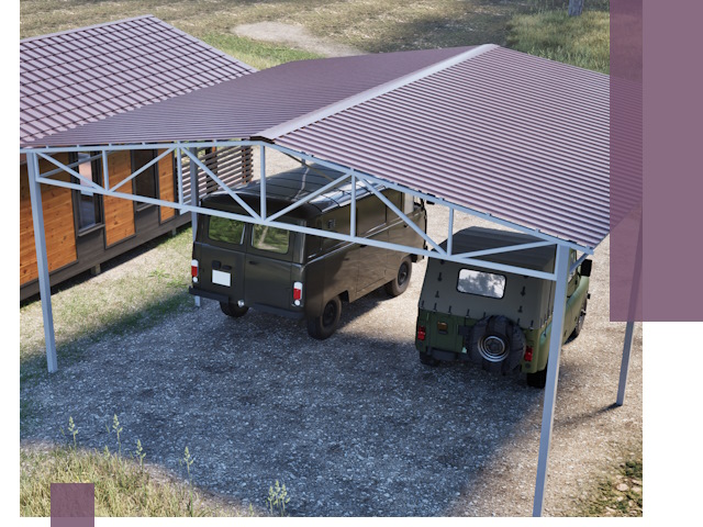 Двускатные навесы под ключ в Северодвинске — изготовление и монтаж